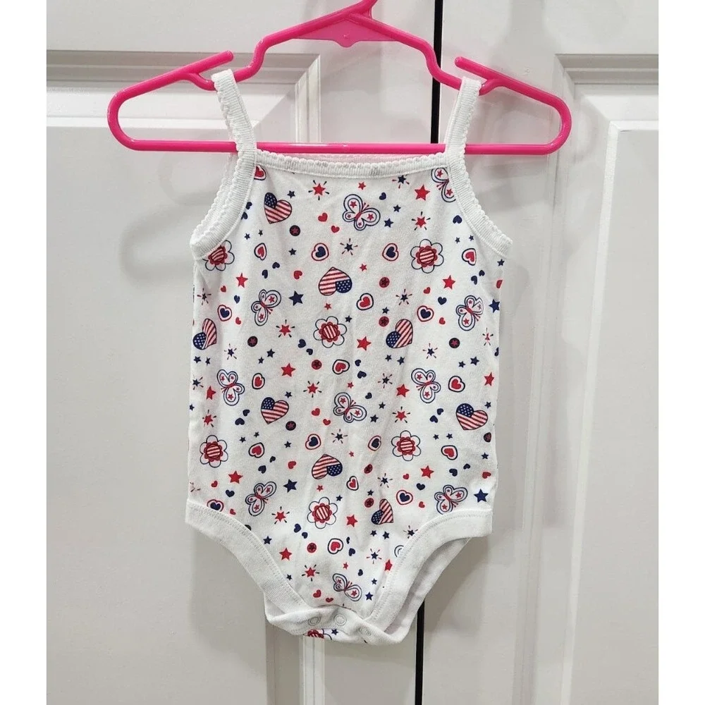 Patriotic red white & blue  American flag, My first 4th of July Size 9 To 12 Mth